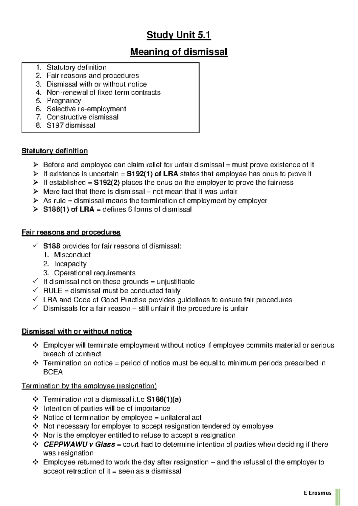 Basic Conditions of Employment – Analysis & Guidance on Employee Rights -  Studocu