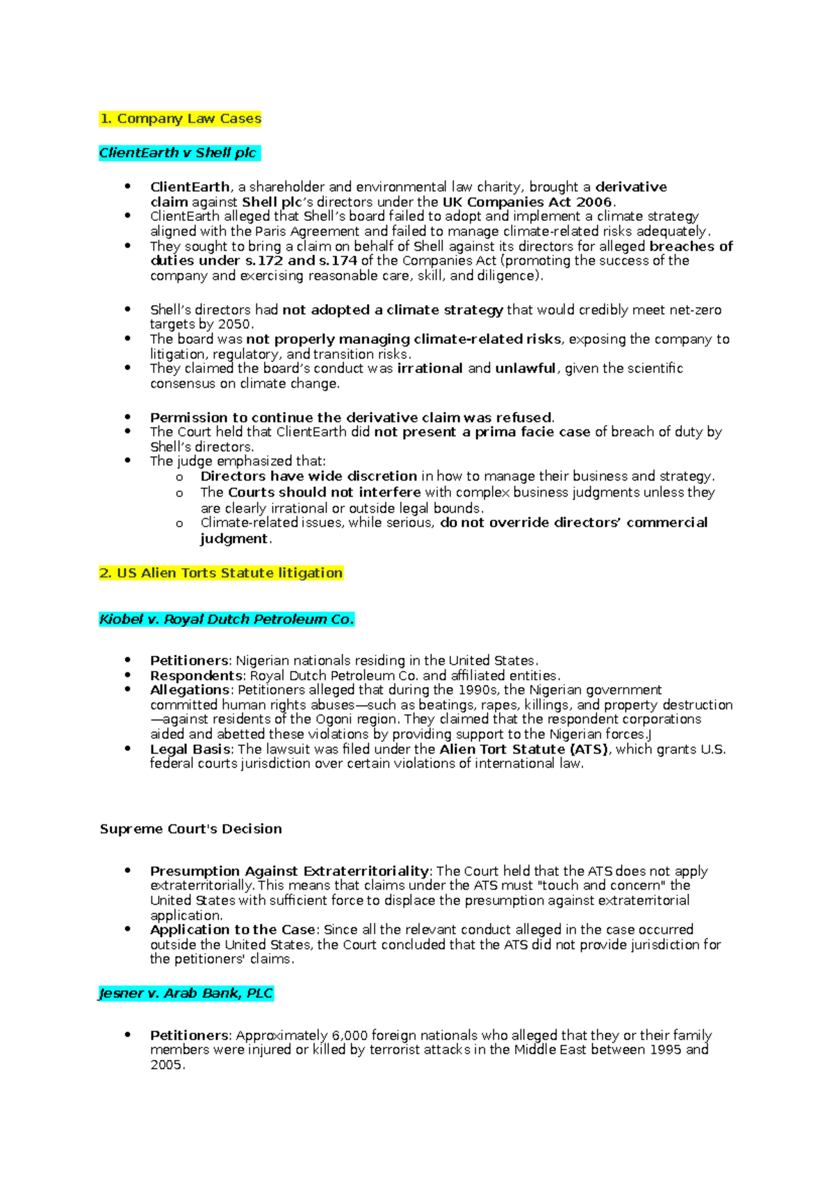 Company Law & Human Rights: Key Cases in Climate & Corporate Liability ...