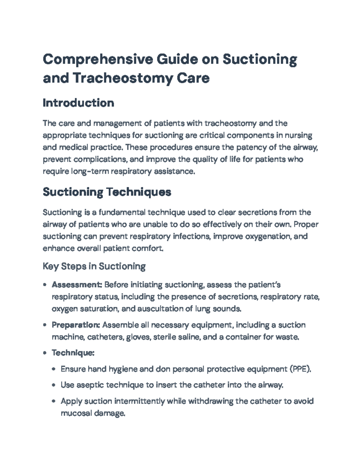 Suctioning and Tracheostomy Care: Techniques and Best Practices ...
