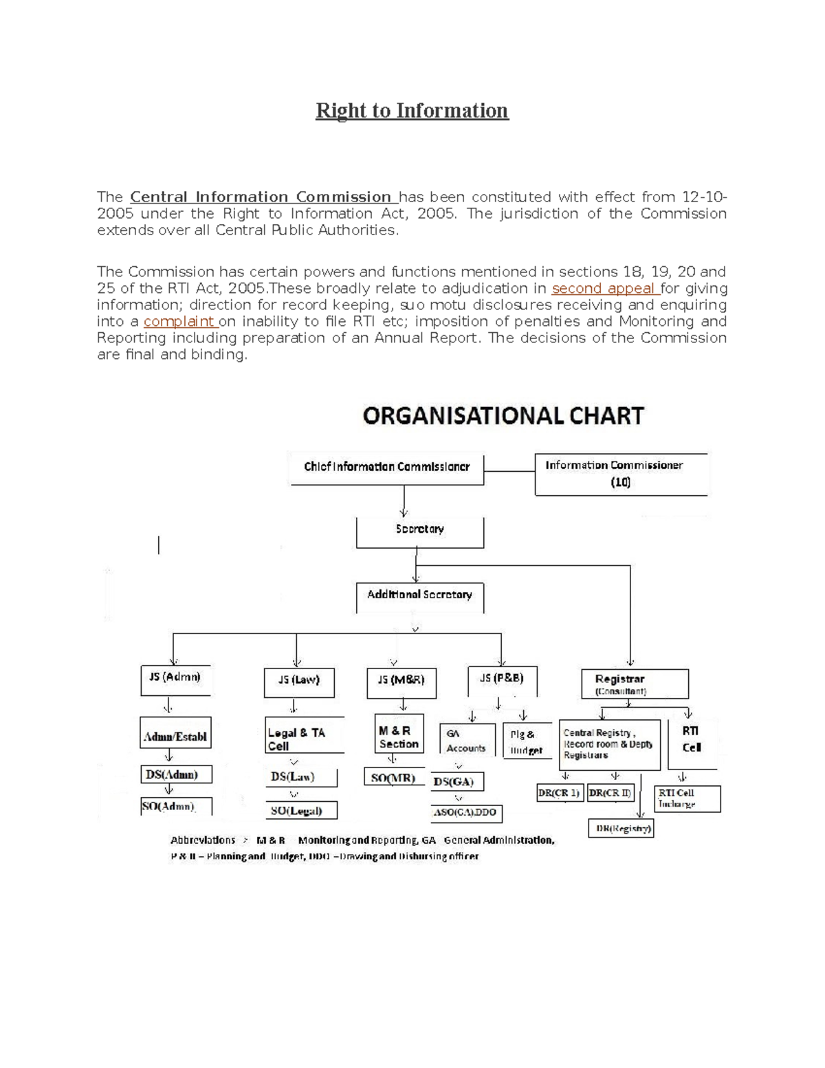 RTI - Comprehensive Notes on Right to Information Act 2005 - Studocu