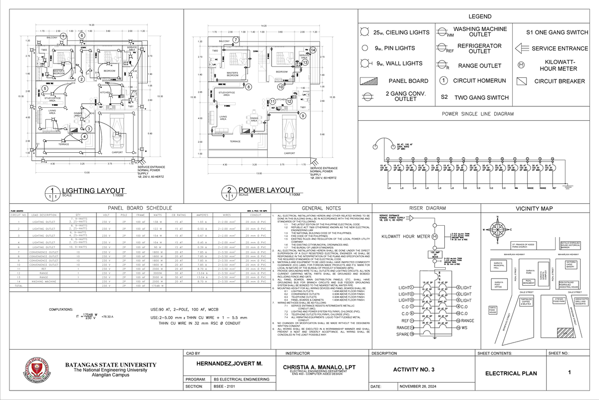 Activity 3: Electrical Plan CAD - BSEE 2101 Final - Studocu