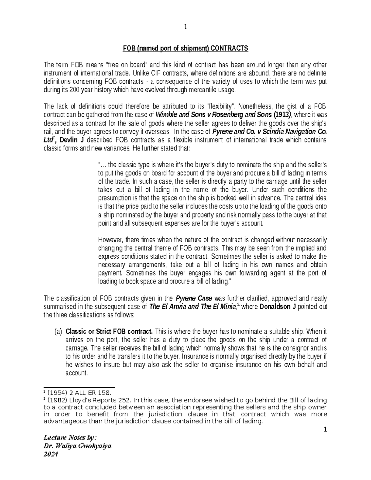 FOB Contracts: Understanding the Basics and Variants - Lecture Notes ...