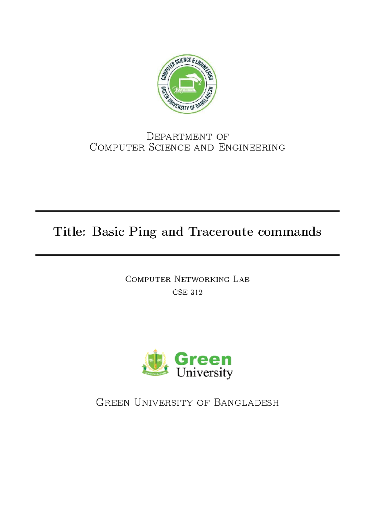 Lab Manual 1: Basic Ping & Traceroute Commands - CSE 312 - Studocu