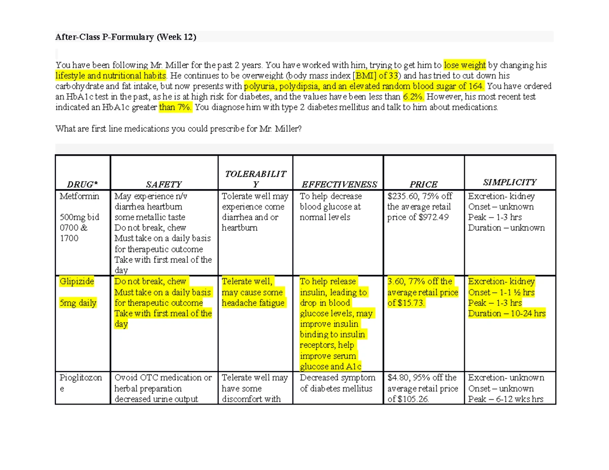 After class P week 9 - After-Class P-Formulary (Week 9) Each entry is ...