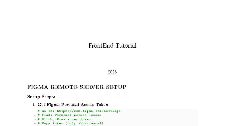 DBIZ 3 Frontend Tutorials: Figma Remote Server Setup Guide - Studocu