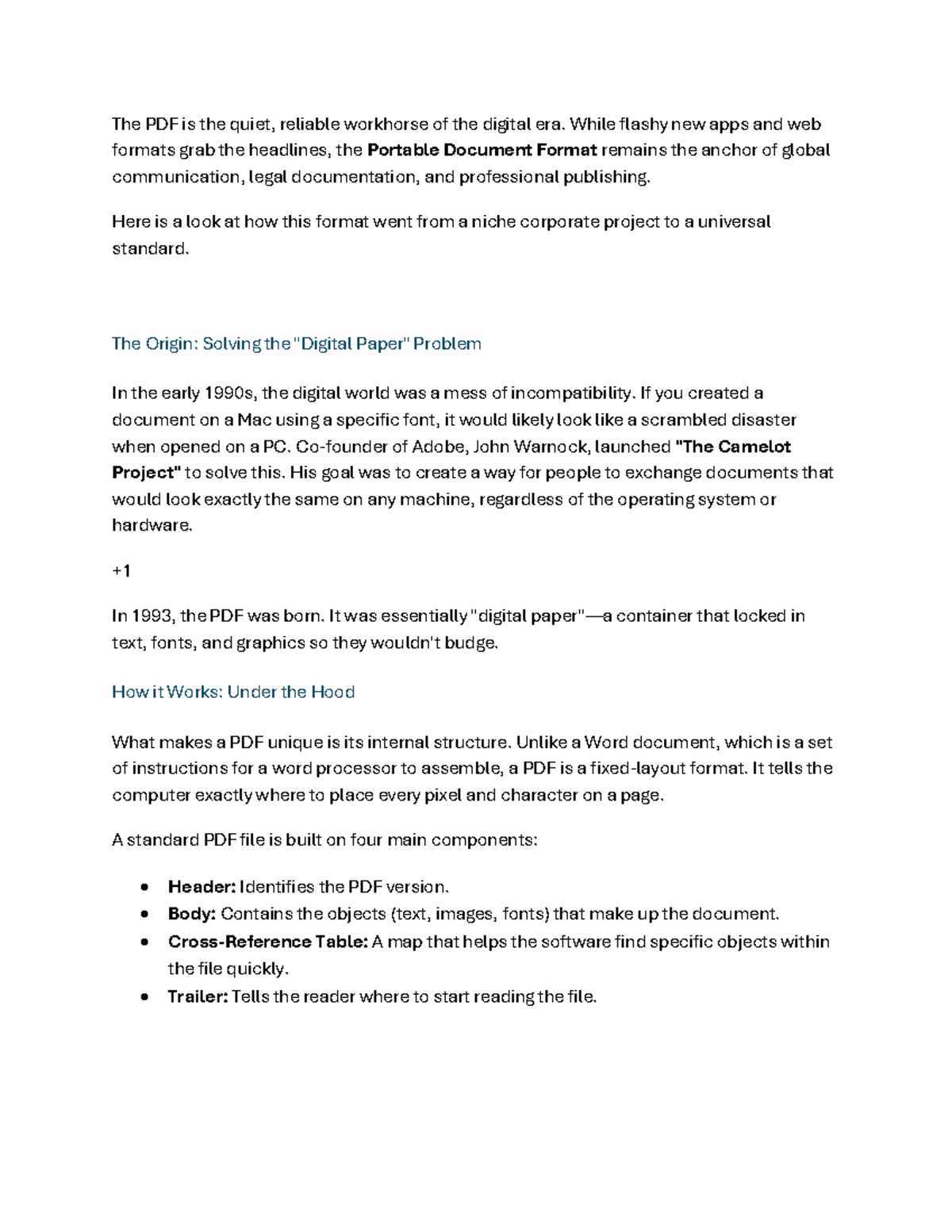 The Evolution and Structure of PDF: A Digital Standard Overview - Studocu