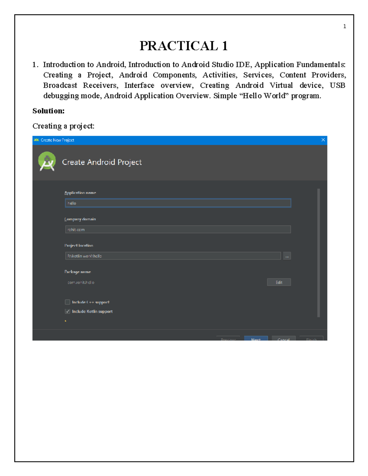 AMP Practical 1: Introduction to Android Development and AVD Management ...