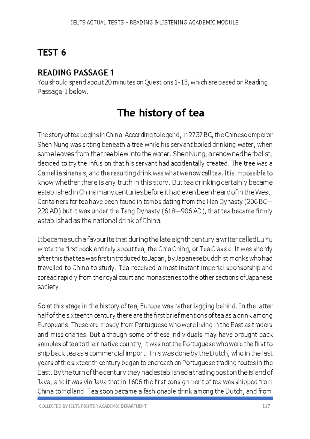 IELTS ACTUAL TESTS READING ACADEMIC MODULE TEST 6 PASSAGE 1: The ...