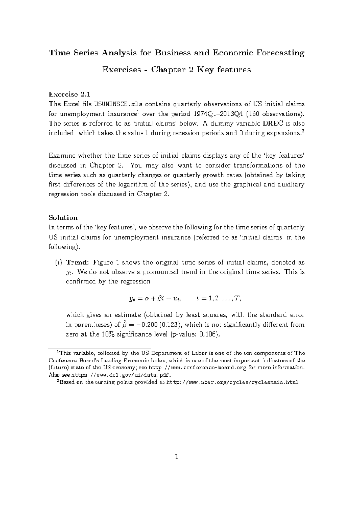 Exercises - Chapter 2: Time Series Analysis for Business Forecasting -  Studeersnel