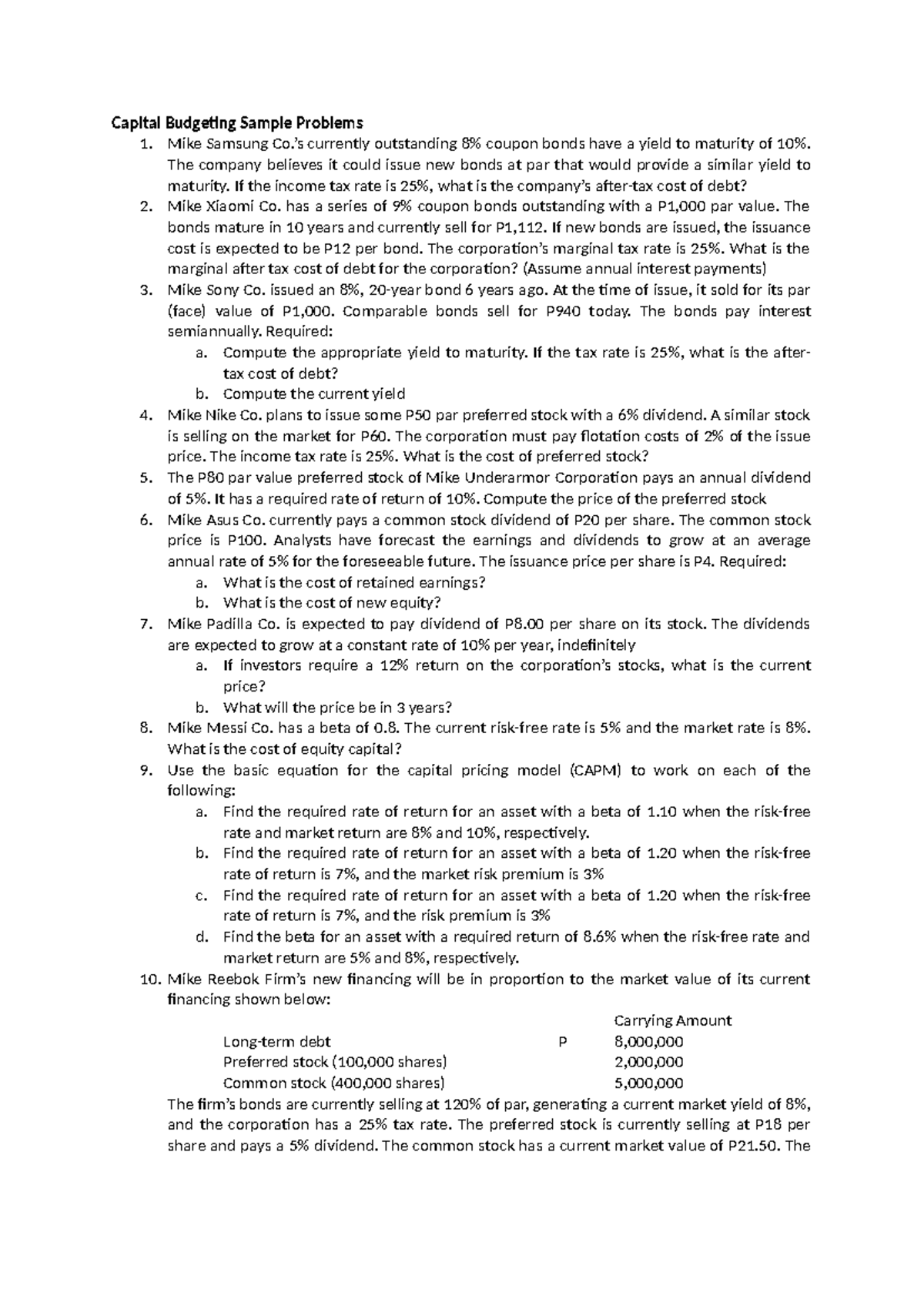 Capital Budgeting Sample Problems (Part 1) - Cost of Debt Analysis ...