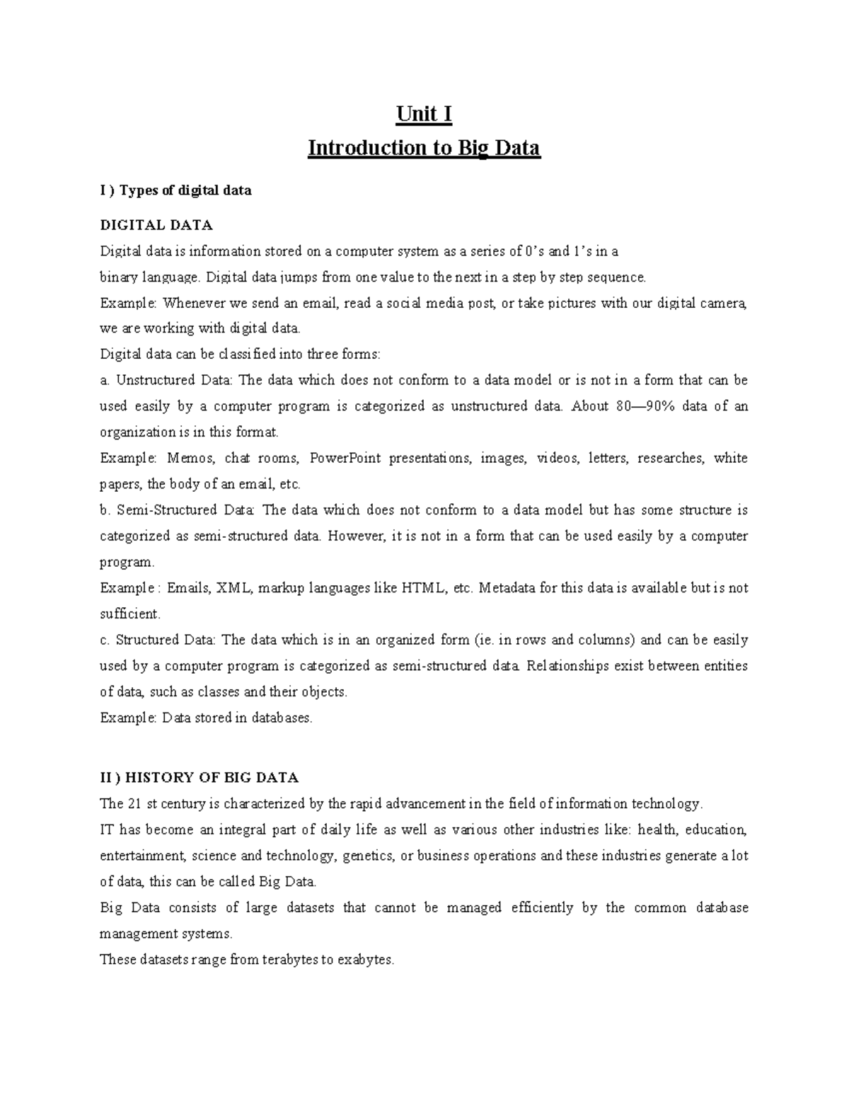 Big Data Notes - 3rd Year Overview & Key Concepts - Studocu