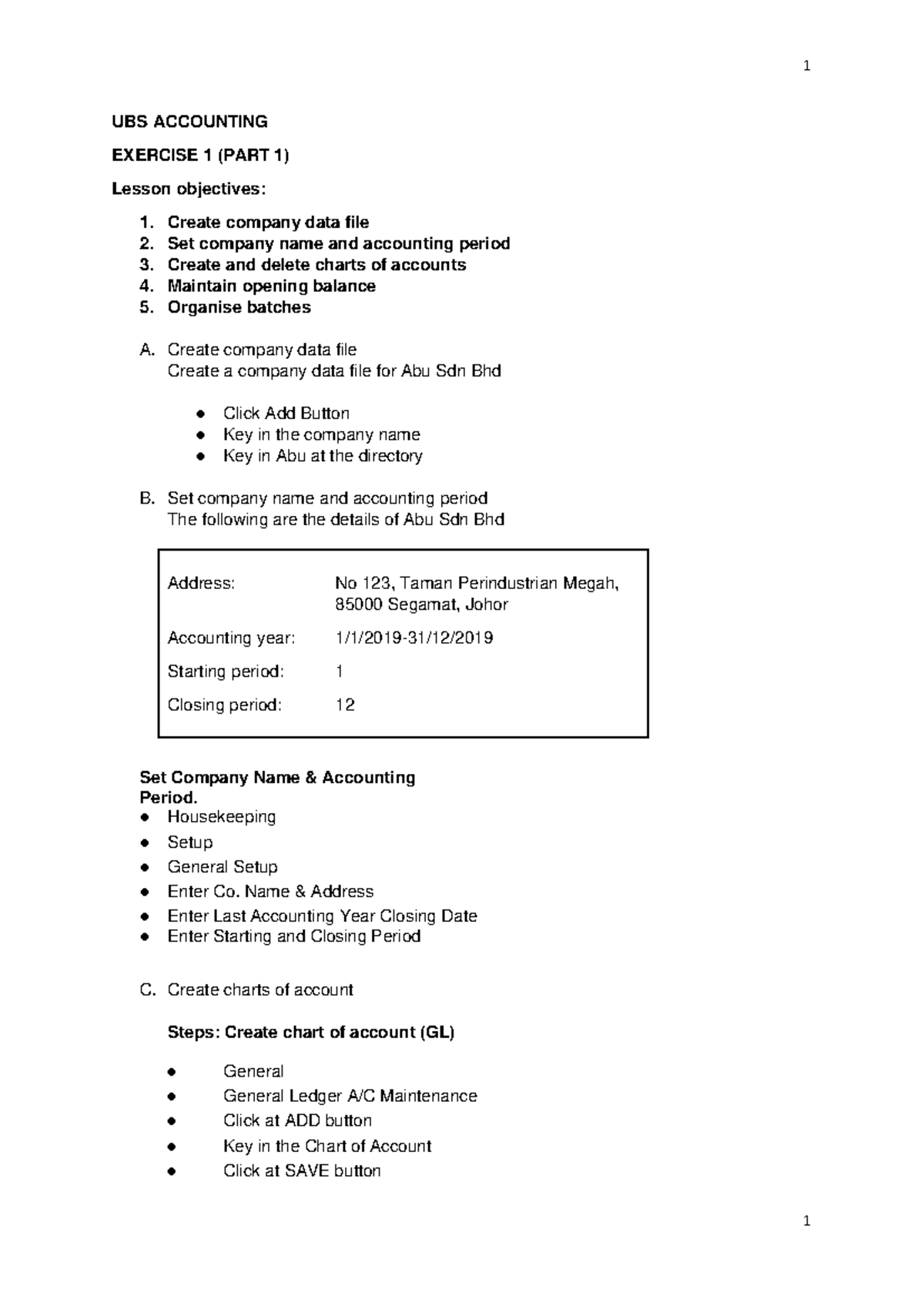 UBS 6. Sample Accounting Exercise for Company Data Management - Studocu
