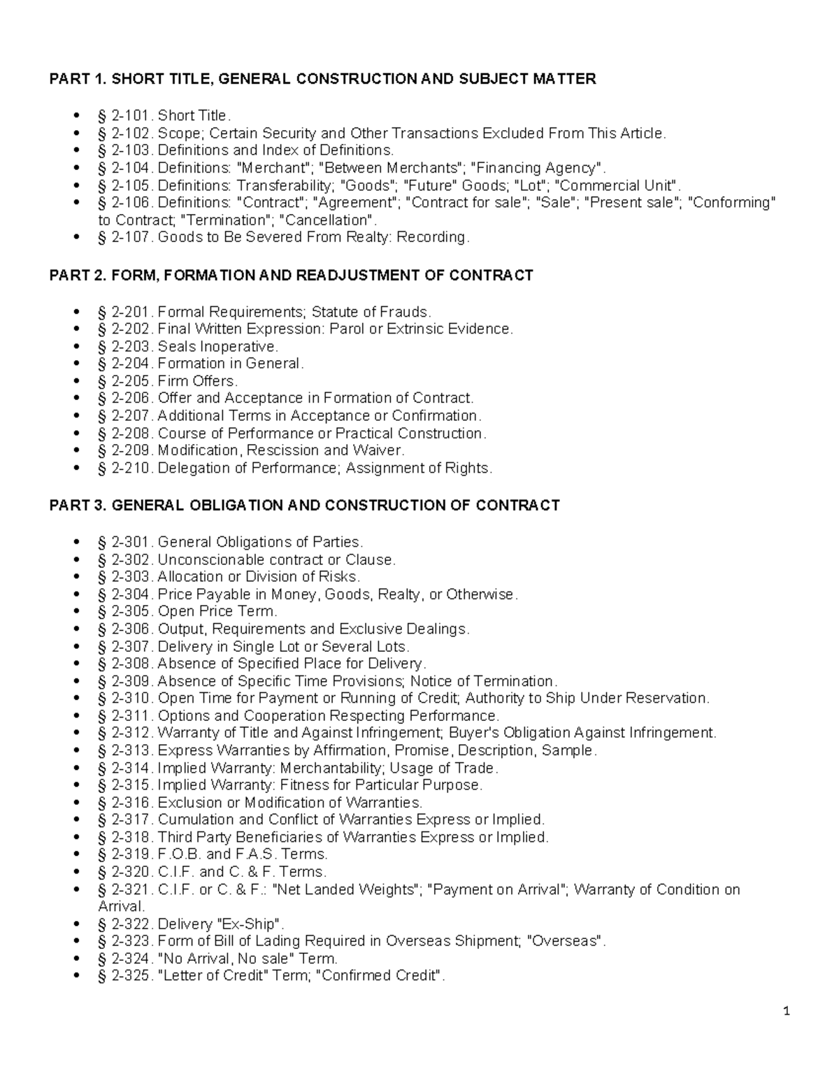 UCC Code List - UCC code list - PART 1. SHORT TITLE, GENERAL ...