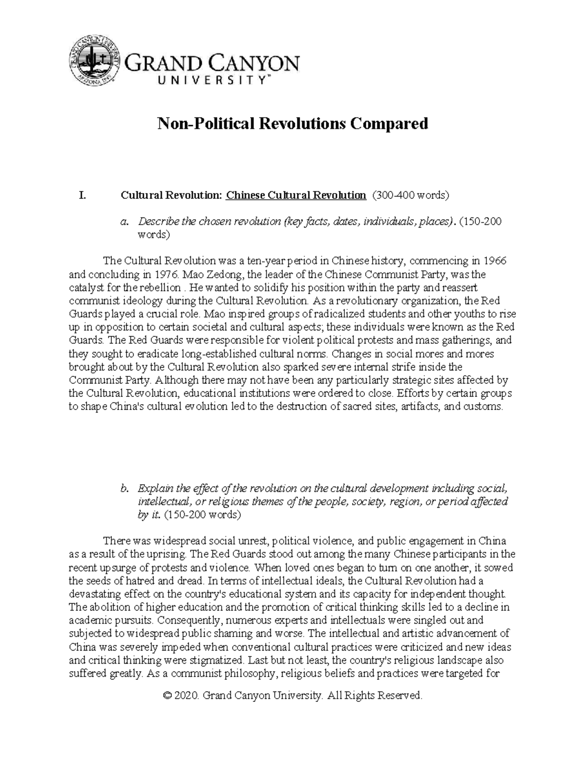 Non-Political Revolutions Compared - Cultural Revolution: Chinese ...