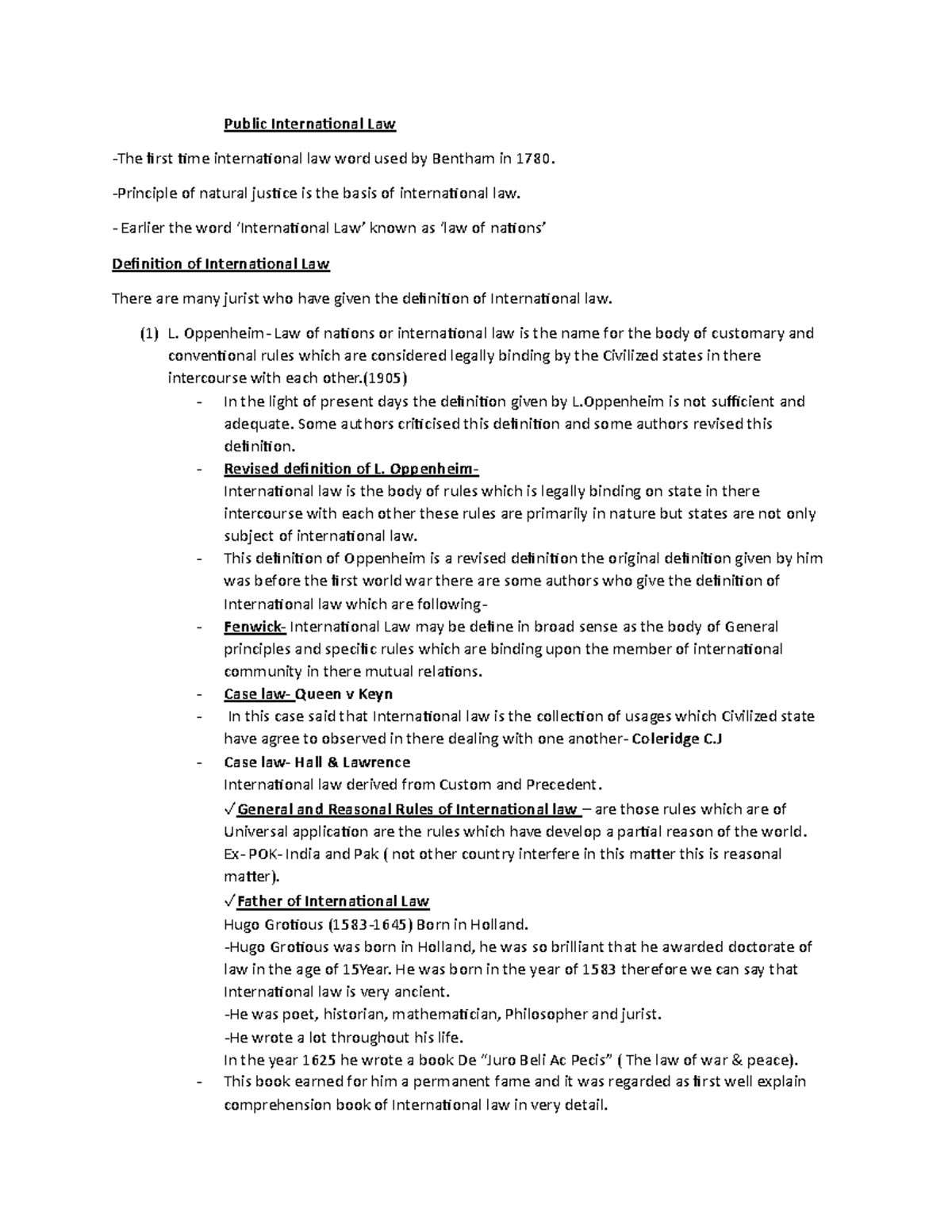 Public International Law: Definitions, Sources, and Principles - Studocu