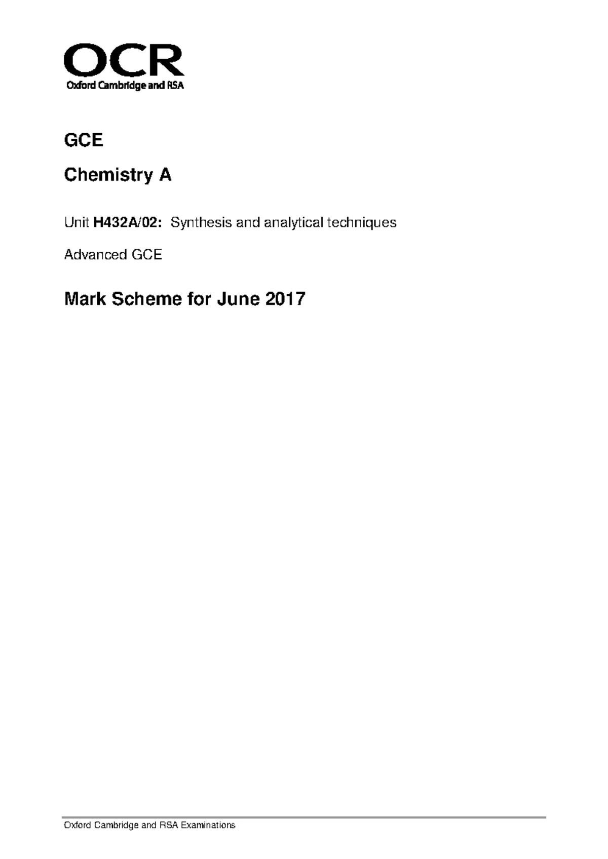 OCR A Level Biology H420A/02 Mark Scheme for Biological Diversity 2017 ...