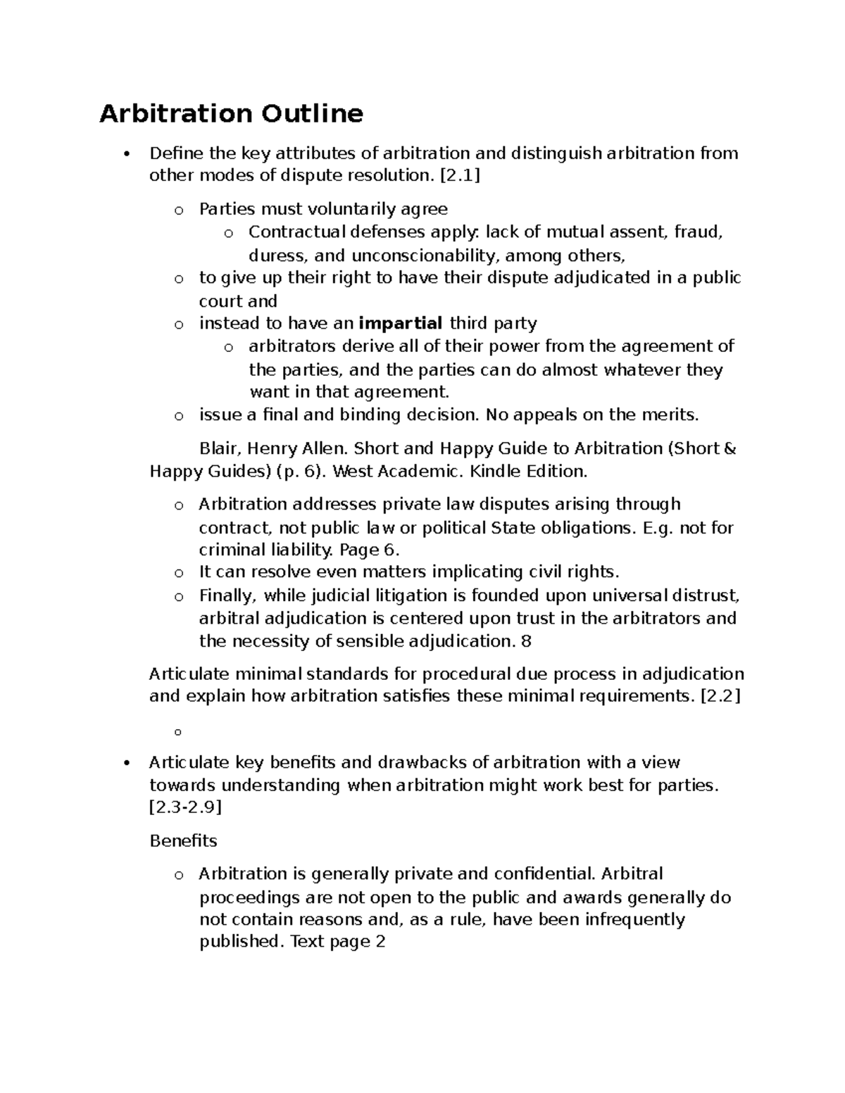 Arbitration Outline: Key Attributes, Benefits, and Legal Frameworks ...