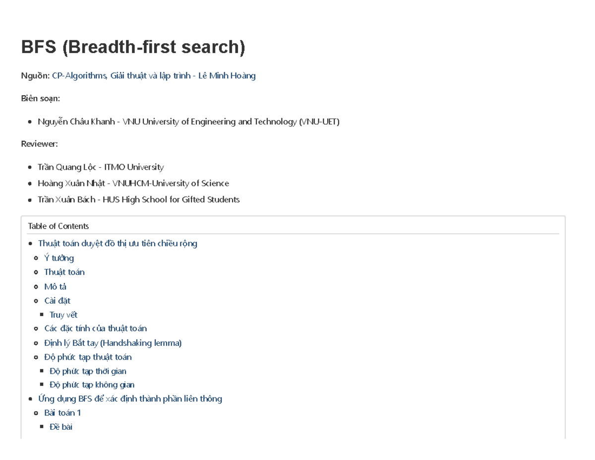 BFS (IT101) Breadth-first search algorithm and its applications - Studocu