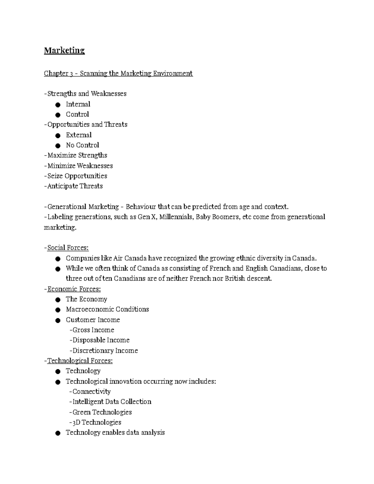 Marketing Chapter 3 and 4 - Marketing Chapter 3 - Scanning the ...