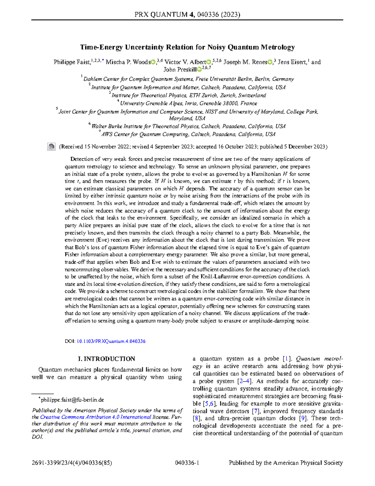 Time-Energy Uncertainty Relations and Sensitivity in Quantum Metrology ...