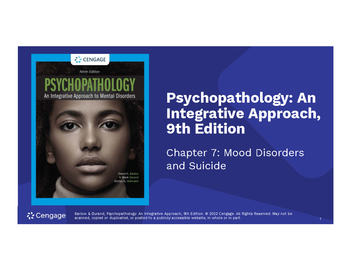 PSYC 223 - Chapter 7: Understanding Mood Disorders & Suicide - Studocu