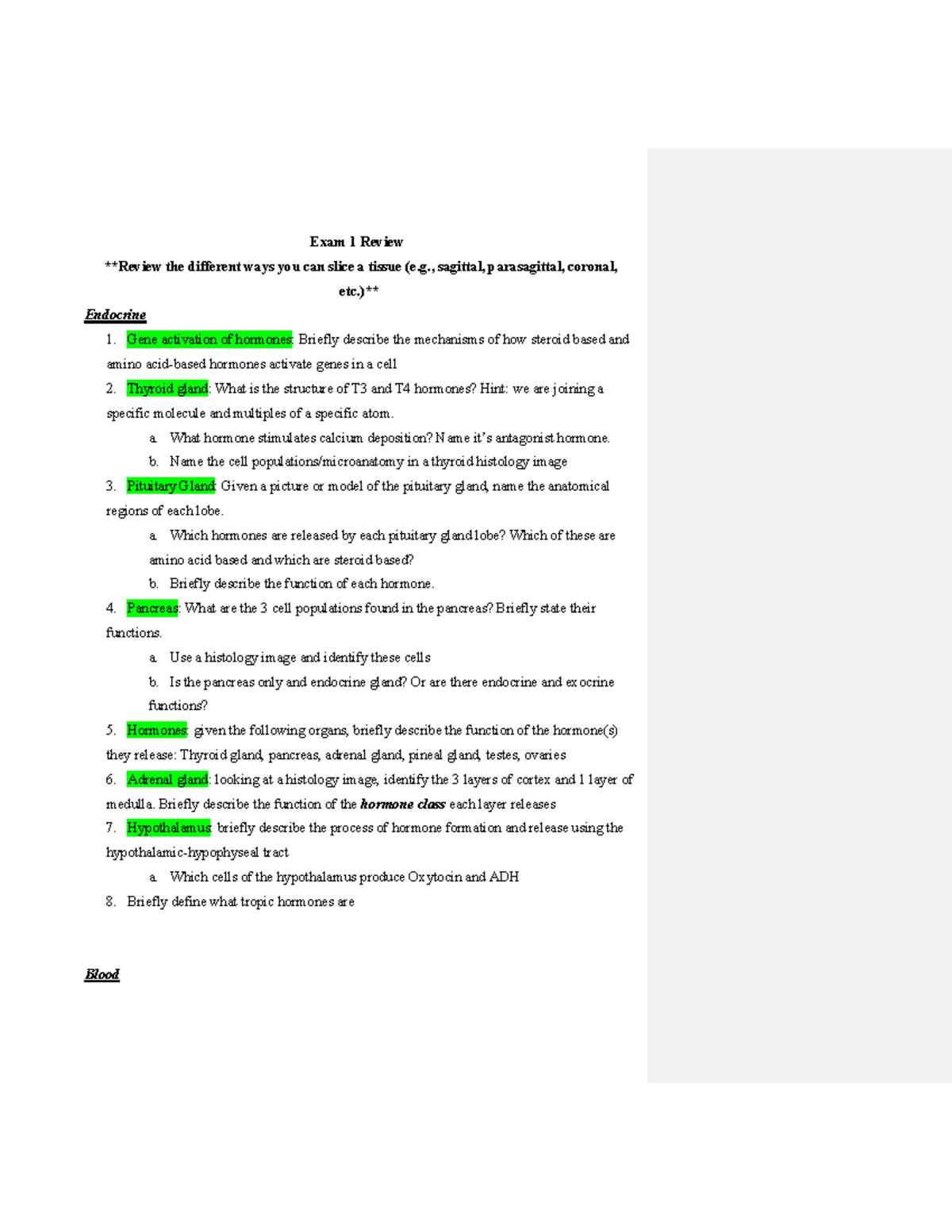 Human Anatomy & Physiology Exam 1 Review (BIO 101) - Studocu