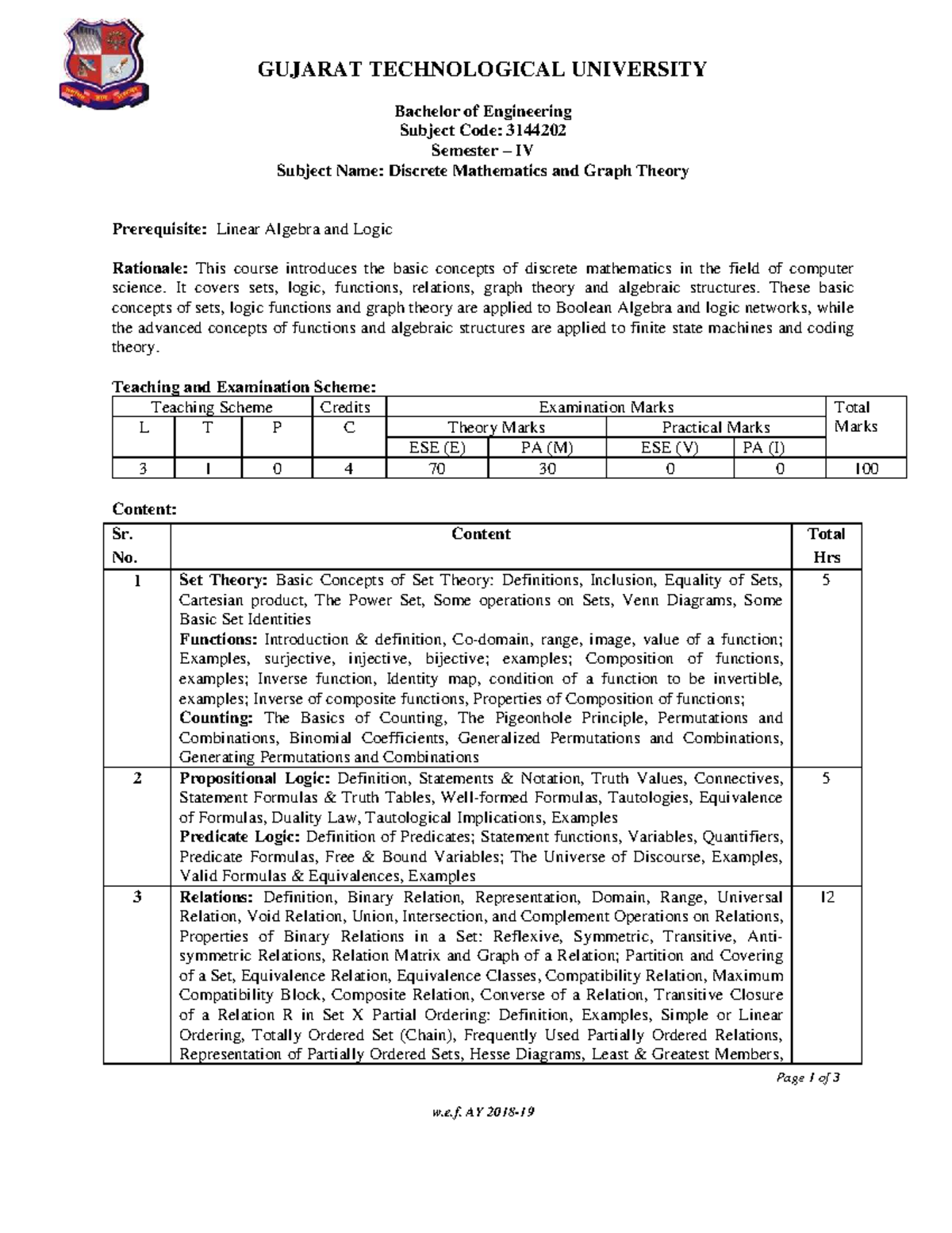 SEM 4 Discrete Mathematics & Graph Theory (3144202) Study Notes - Studocu