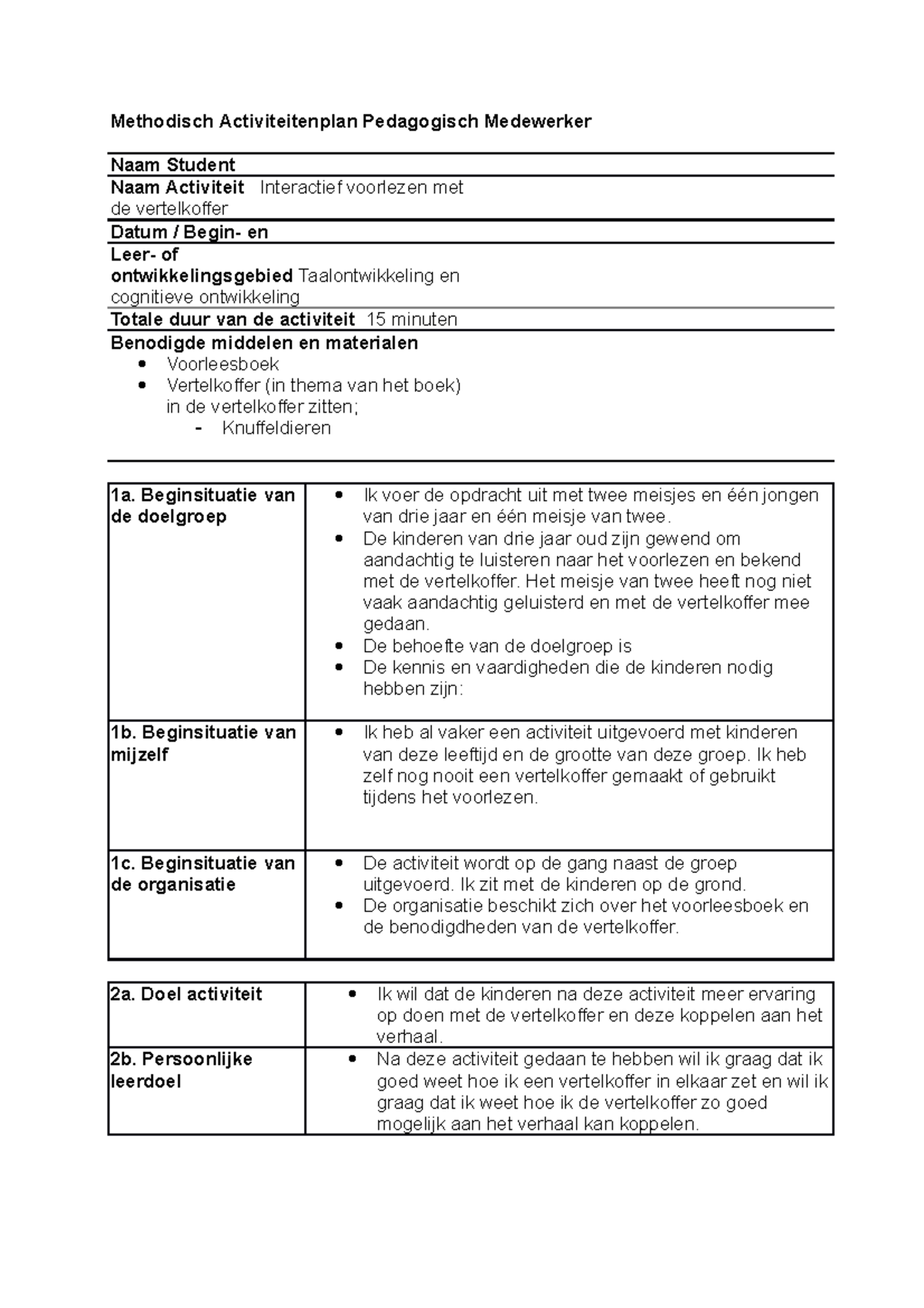 Methodisch Activiteitenplan voor Voorlezen met de Vertelkoffer ...