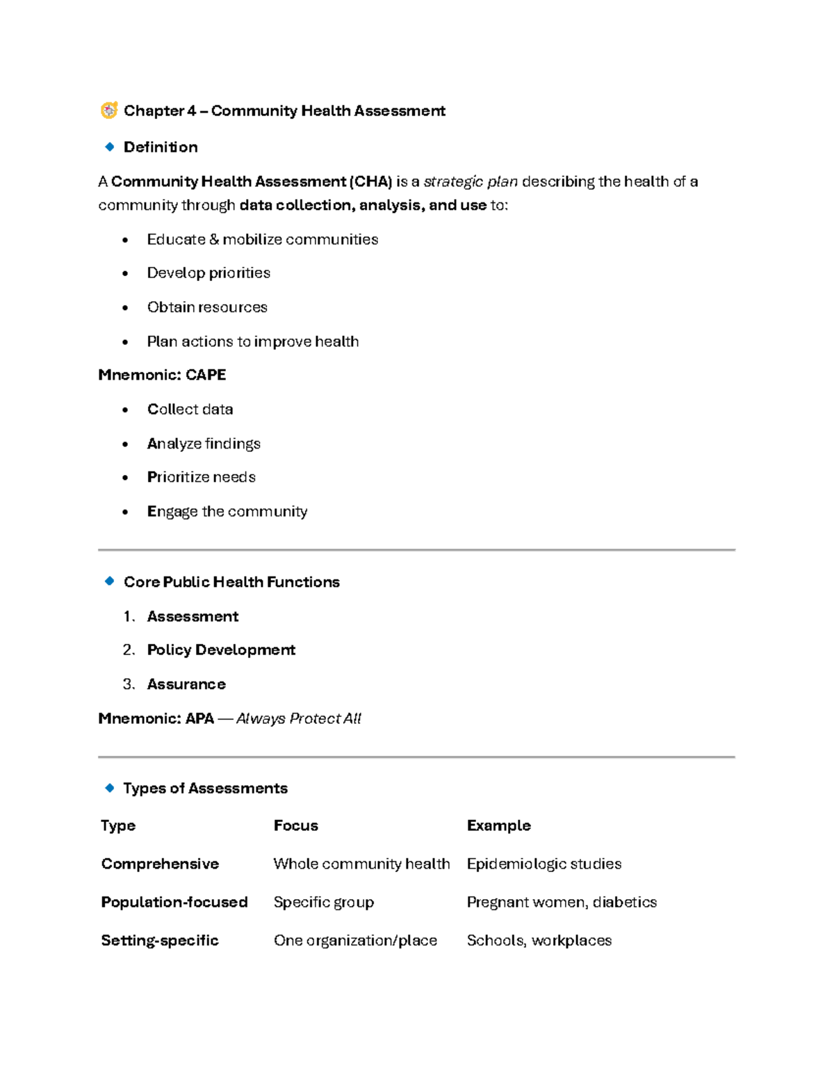 Chapter 4 Community Health Assessment Overview - CH Comprehensive Exam ...