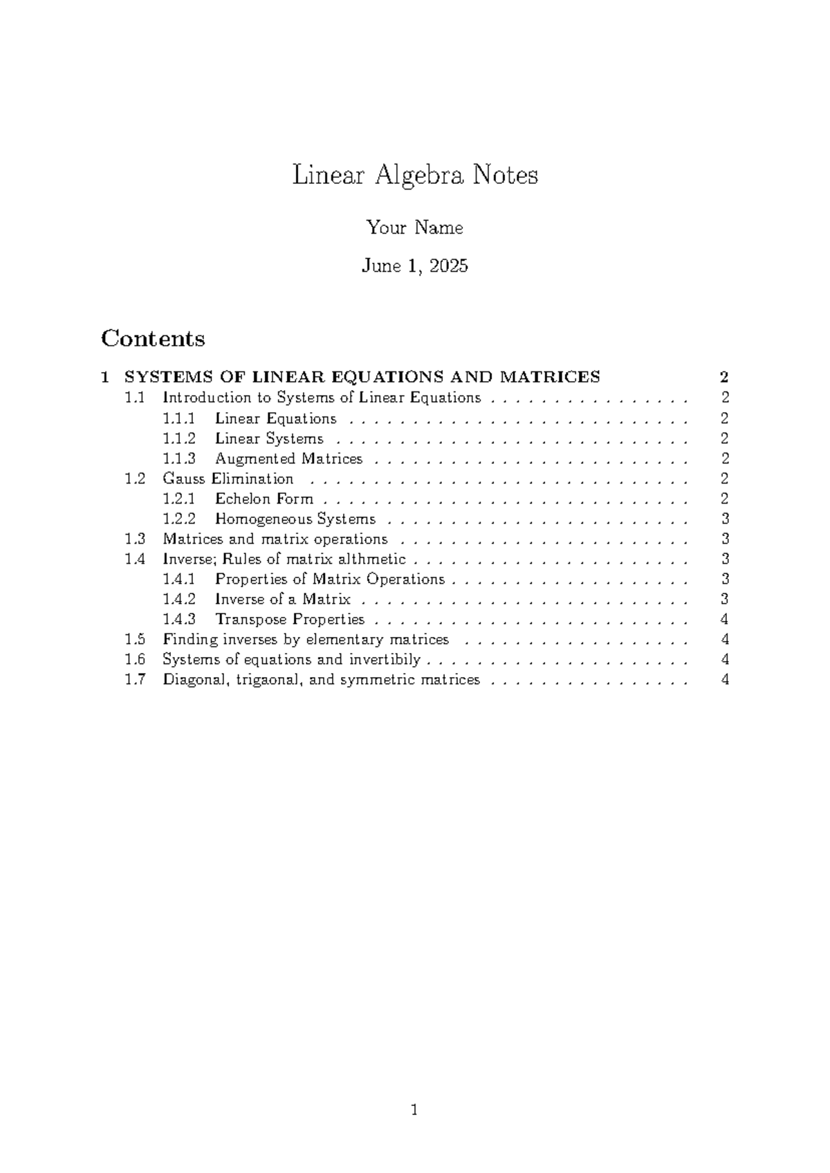 Linear Algebra Notes (MATH 101) - Key Concepts & Techniques - Studocu
