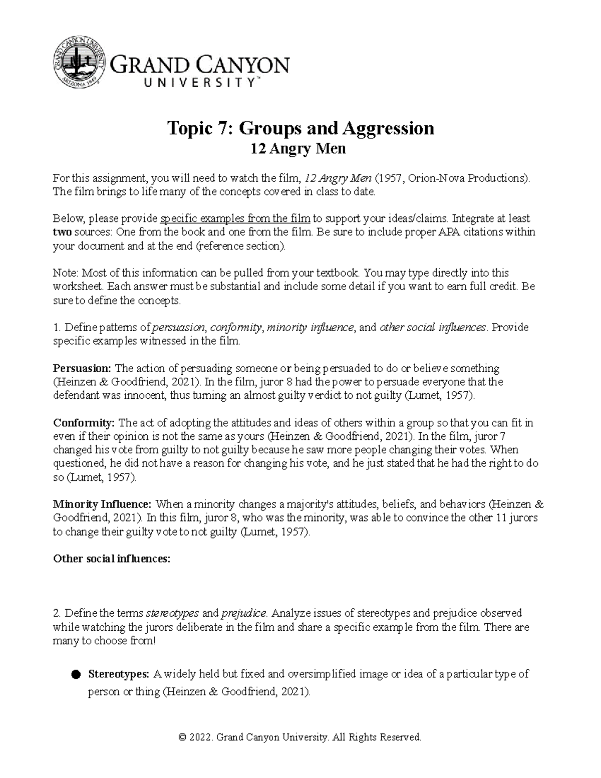 PSY362-RS-T7-12Angry Men - Topic 7: Groups and Aggression 12 Angry Men ...