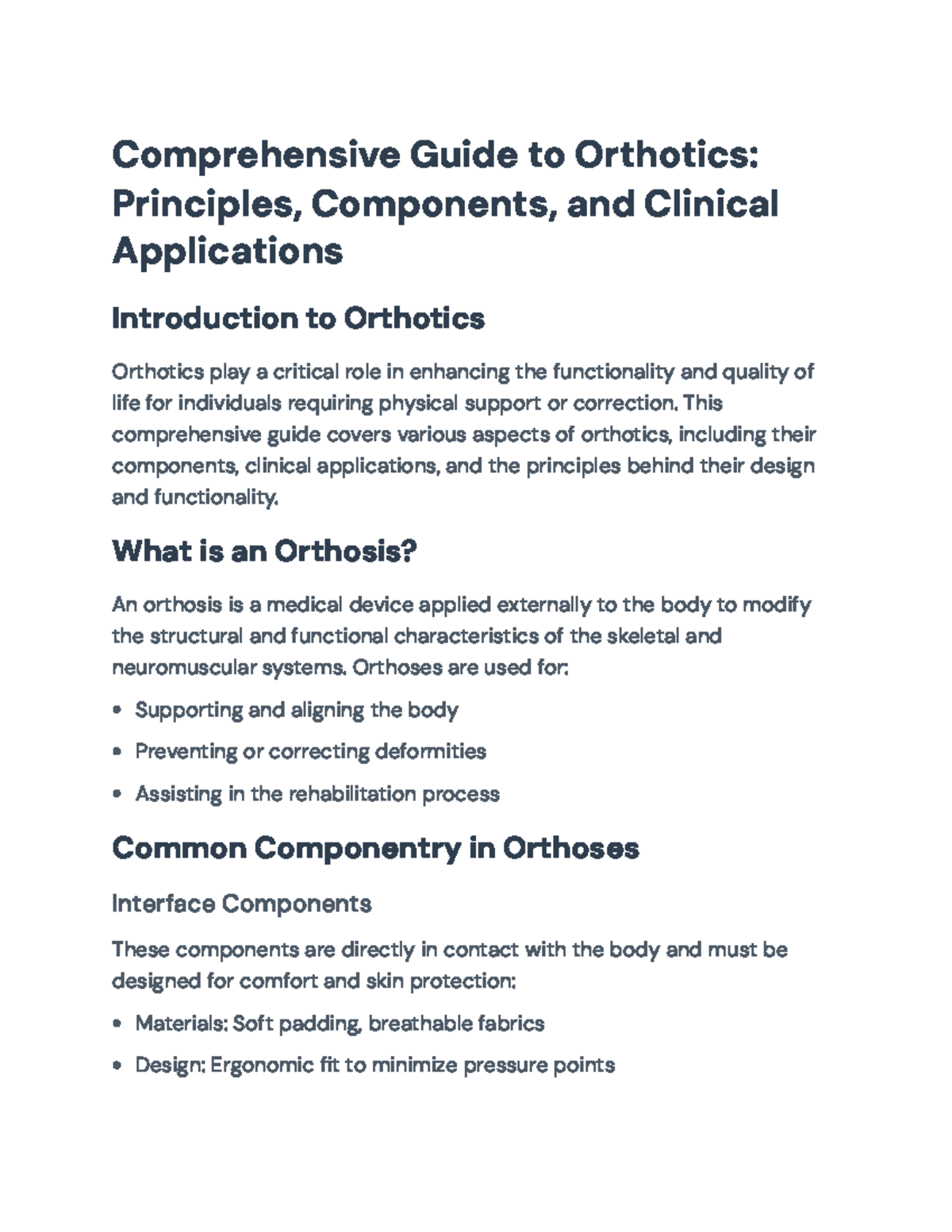Comprehensive Overview of Orthotics: Principles and Clinical ...