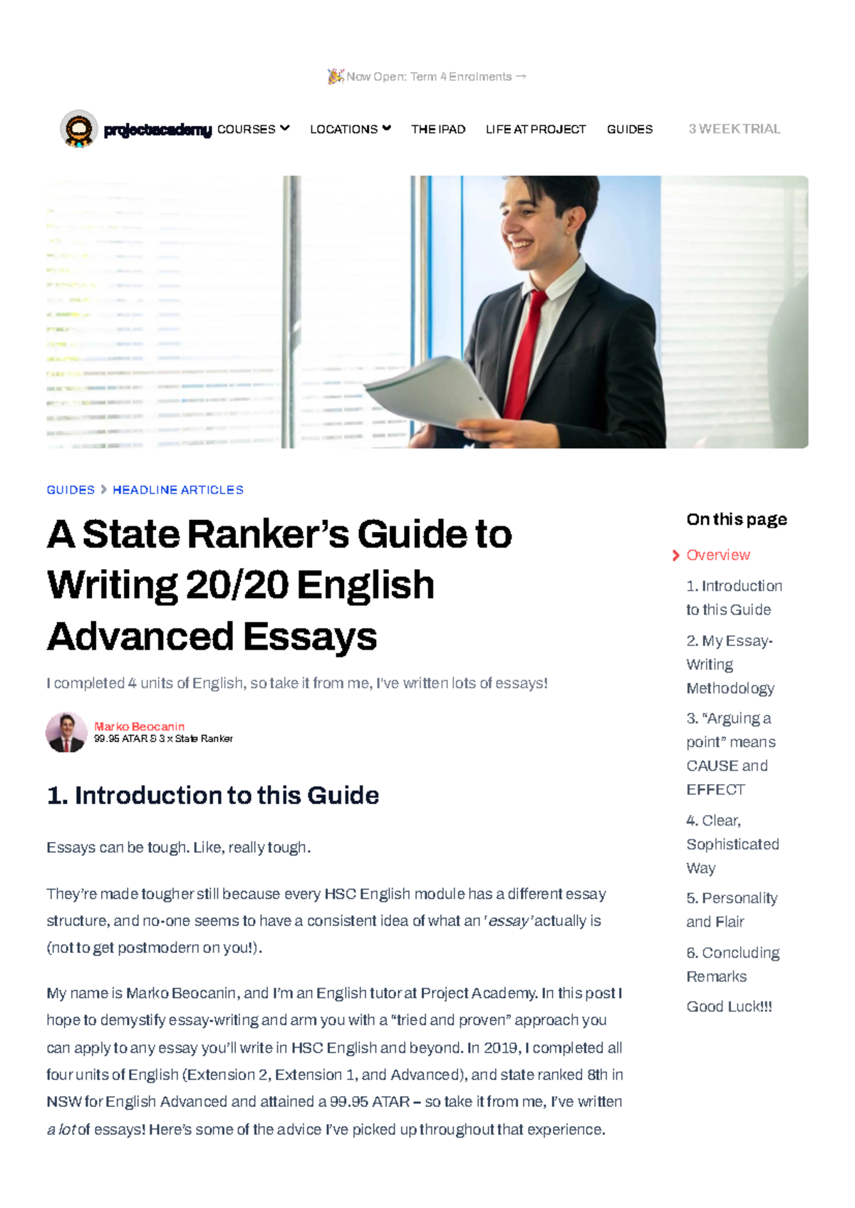 A State Ranker's Guide to Writing HSC English Adv. Essays - Studocu