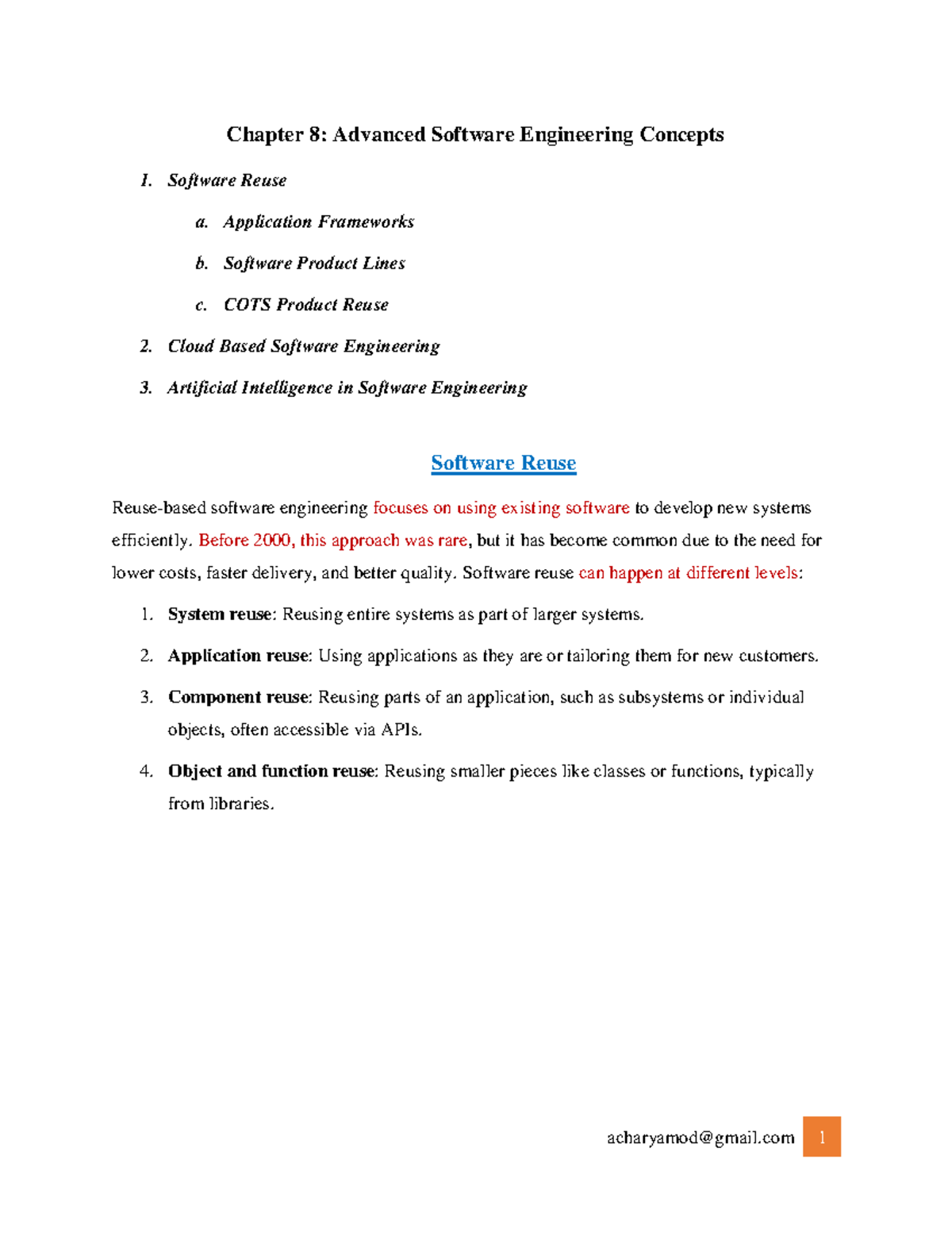 Chapter 8: Advanced Software Engineering Concepts and Practices - Studocu