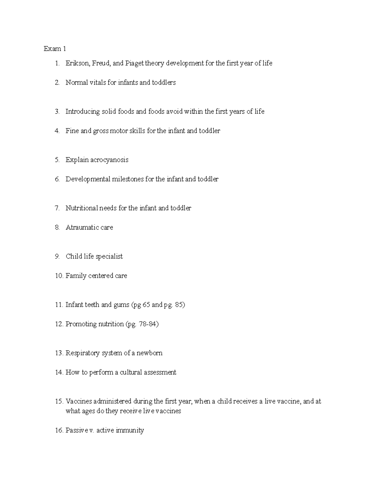 Peds Exam 1 Study Guide: Development, Nutrition, and Care for Infants ...