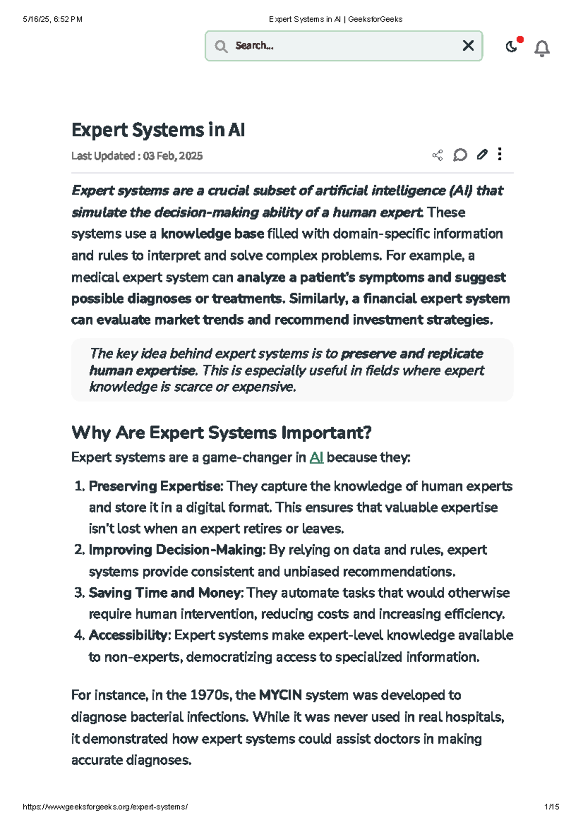 Describe the structure and types of Expert System. 16 Marks - Expert ...