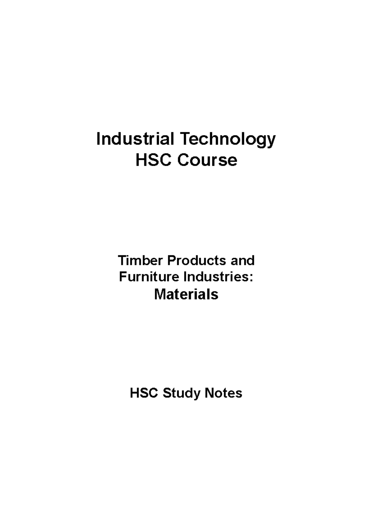 HSC Study Notes: Timber Products & Furniture Industries Materials - Studocu