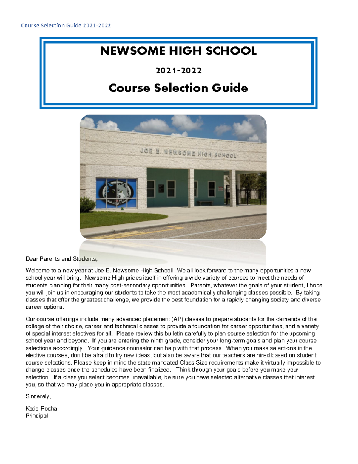 Newsome High School Course Selection Guide 2021-2022 - Studocu