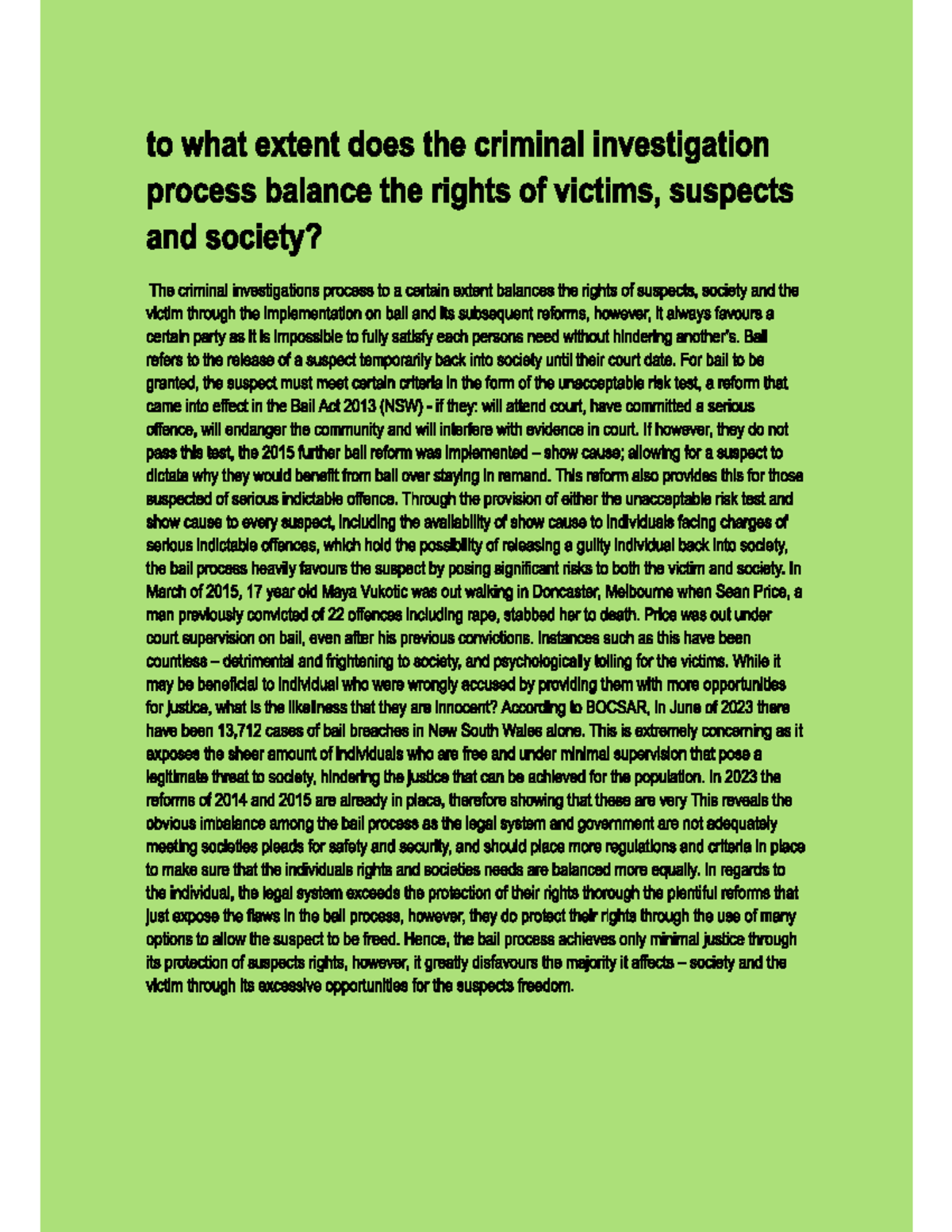 Balancing Rights in Criminal Investigations: Victims, Suspects ...