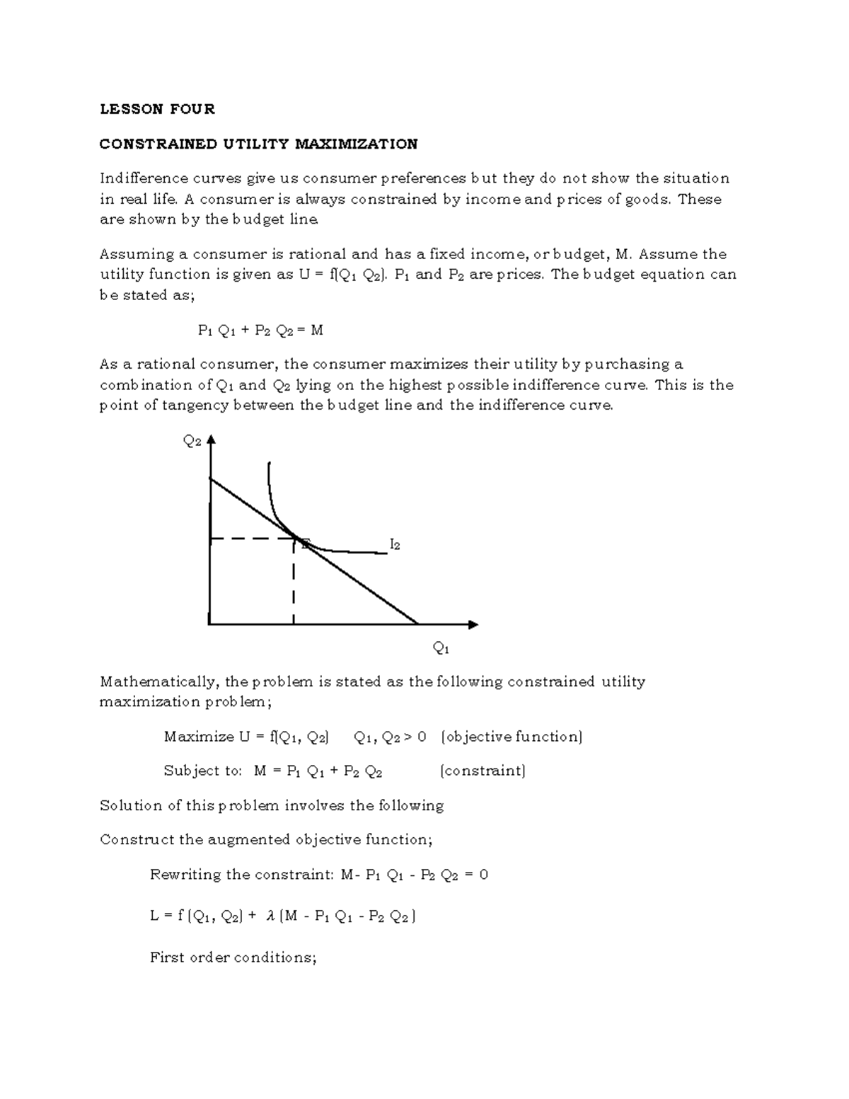 Lesson 4 - Constrained Utility Maximization in Consumer Theory - Studocu