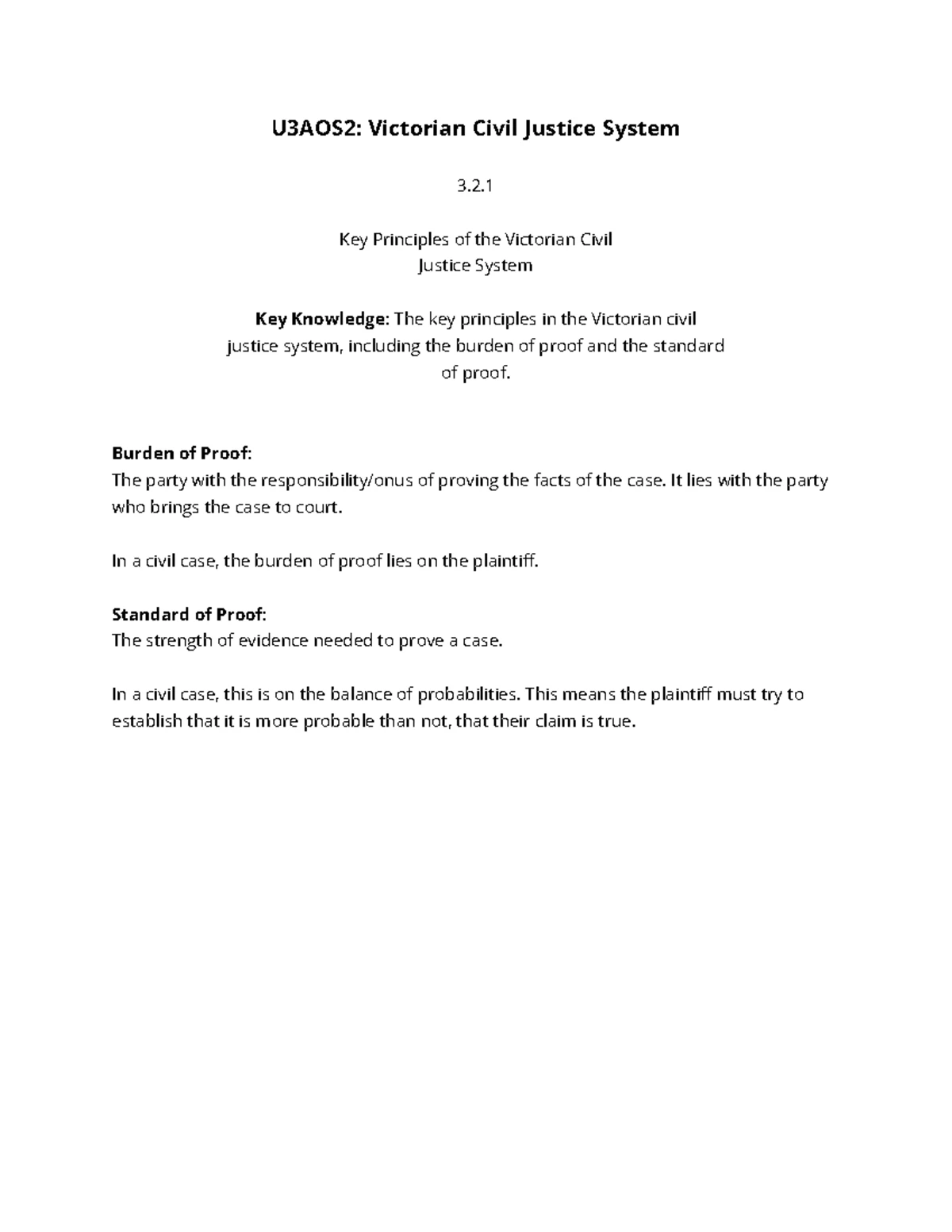 Legal Notes AOS1: Chapter 3 Overview of the Victorian Criminal Justice ...