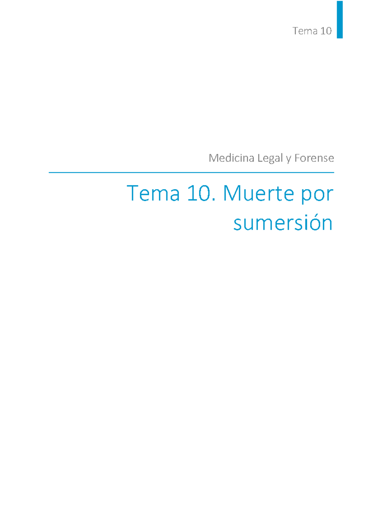 Tema 10: Muerte por Sumersión en Medicina Legal y Forense (UNIR) - Studocu