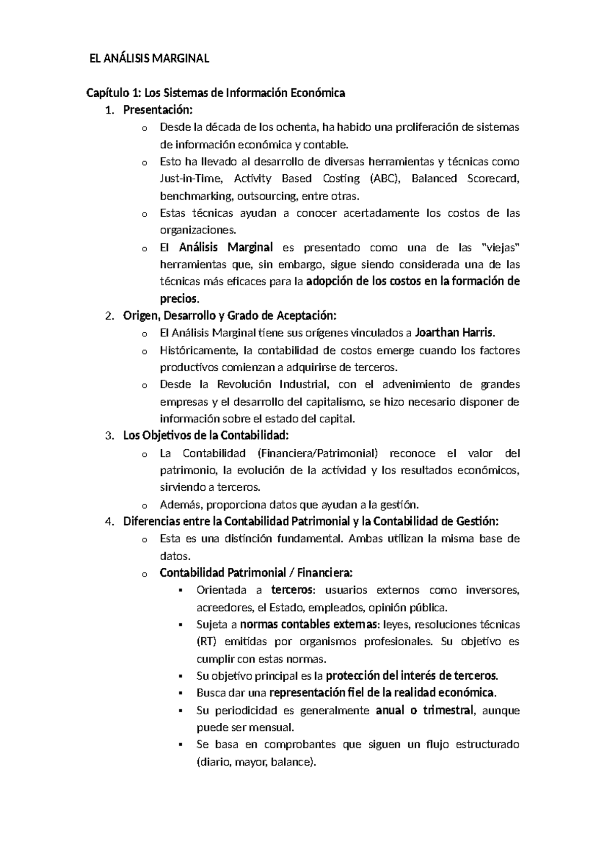 Resumen Cap 1: Análisis Marginal y Sistemas de Información Económica ...