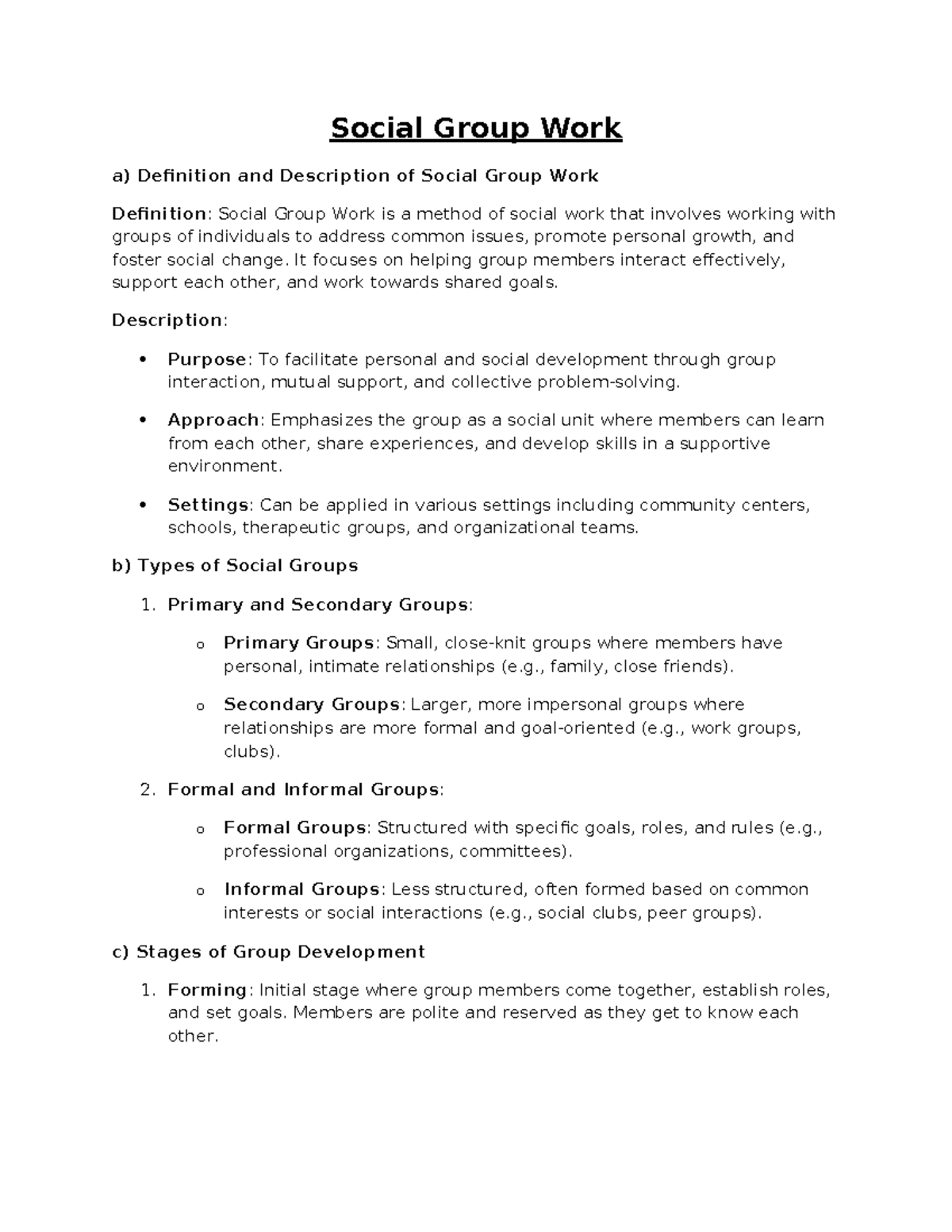 Social Group Work 4 - It focuses on helping group members interact ...