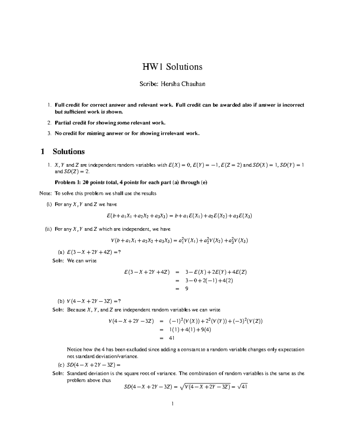HW1 Solutions - Probability and Statistics Explanations - Studocu