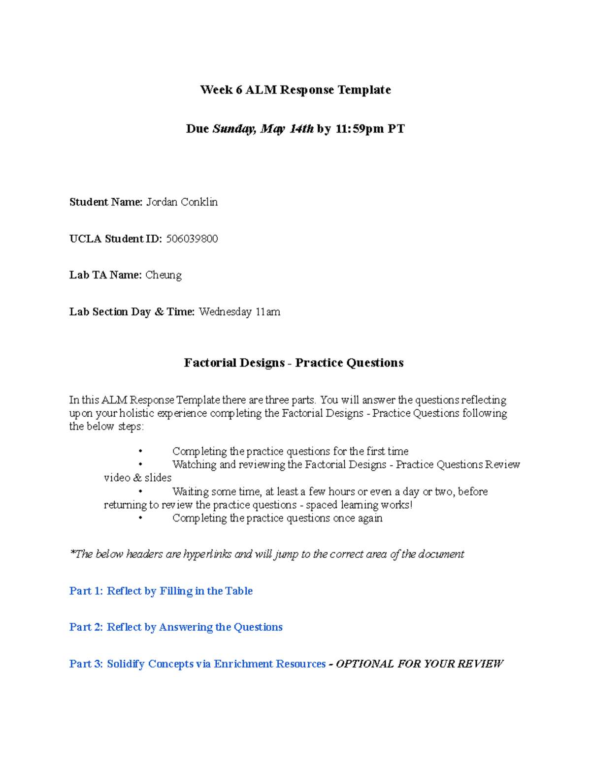 ALM Response PSY100B - Week 6 ALM Response Template Due Sunday, May ...