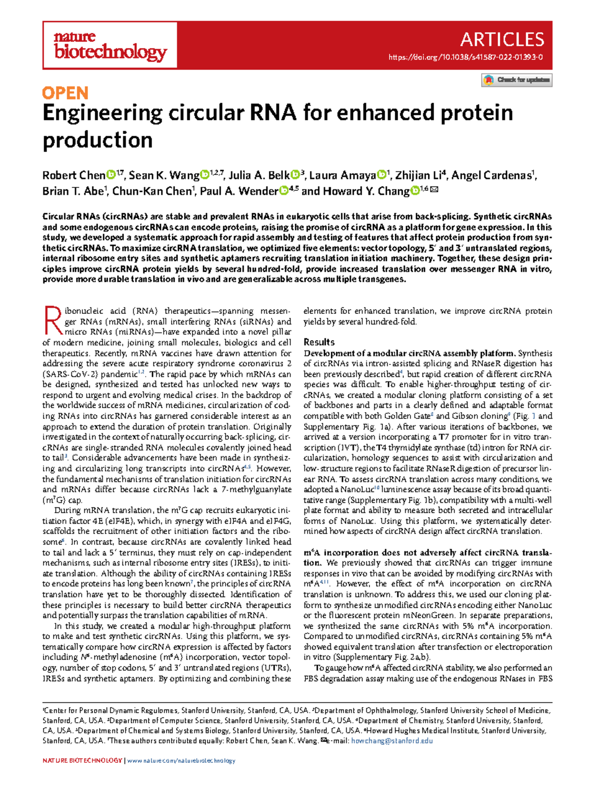 Engineering Circular RNA for Enhanced Protein Production in Eukaryotes ...