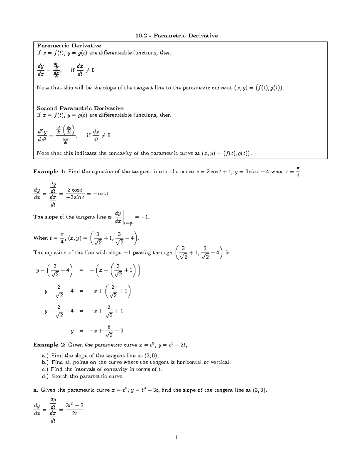 38 M - Parametric Derivative - 10 - Parametric Derivative Parametric ...
