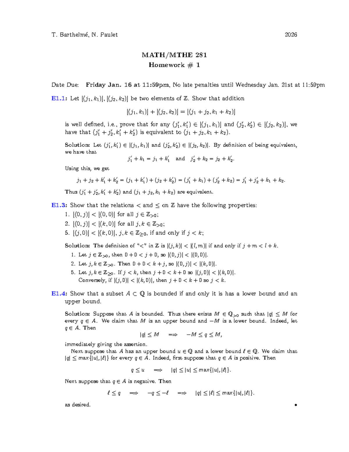 Hw1 W26: Solutions to Homework 1 - Due Jan. 16, 2026 - Studocu