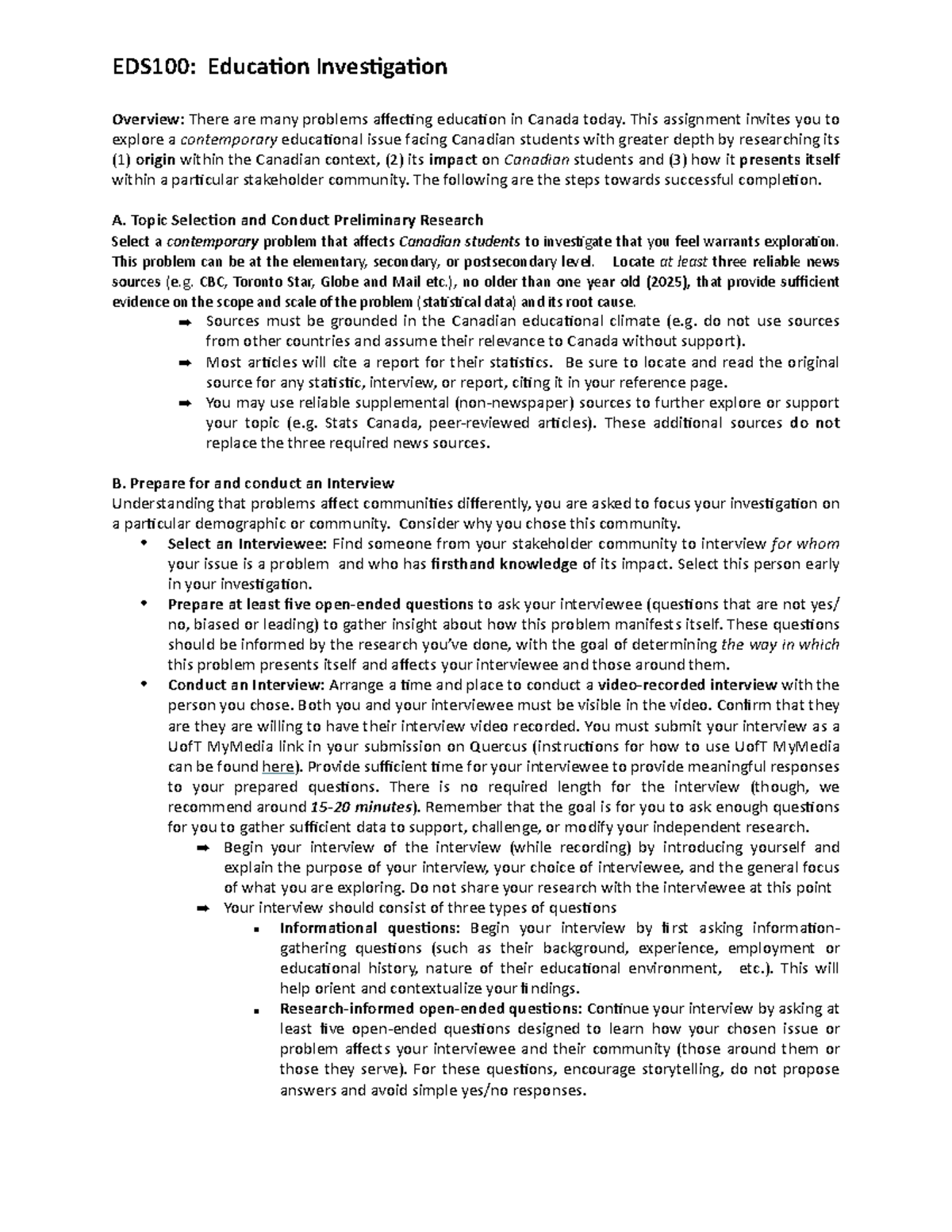 EDS100: Final Report on Contemporary Education Issues in Canada - Studocu